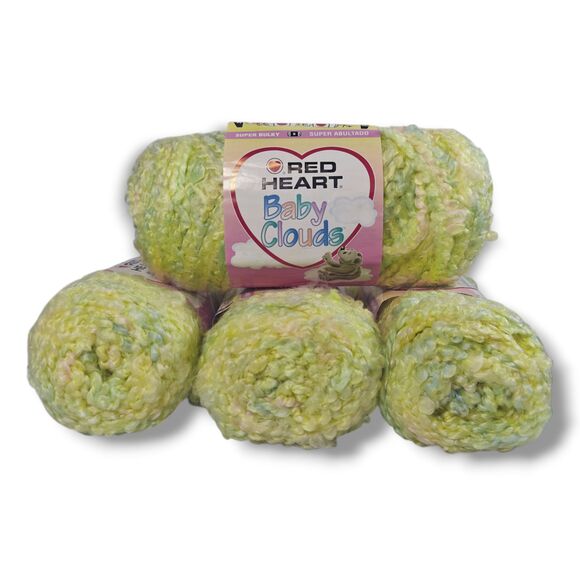 Red Heart Baby Clouds Yarn 4 Skeins Bulky Chunky Yellow Green Sunny Multi Lot - Picture 1 of 8